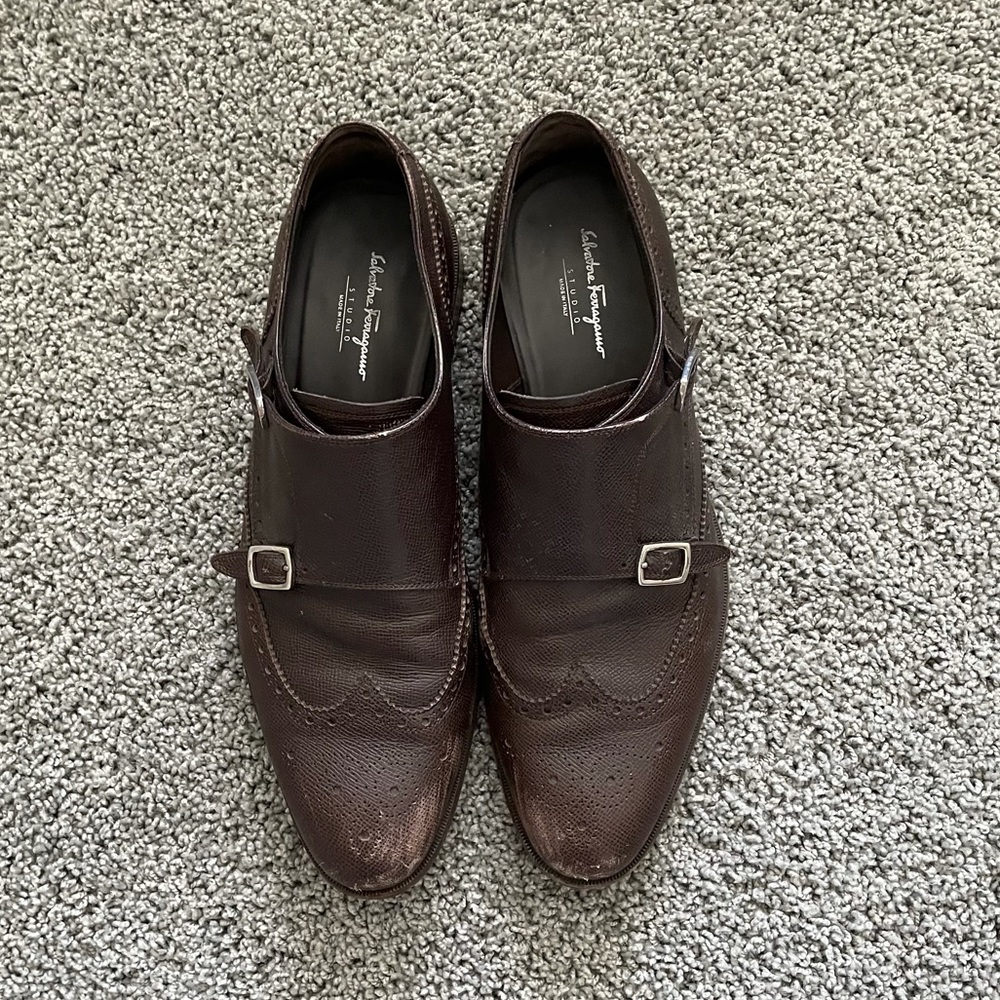 Salvatore Ferragamo Men’s Brow Leather Shoes - 12